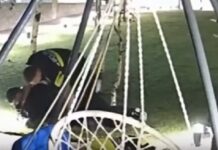 VIDEO Hoț prins de un polițist din Târgu Jiu. Momentul a fost filmat de o cameră de supraveghere video